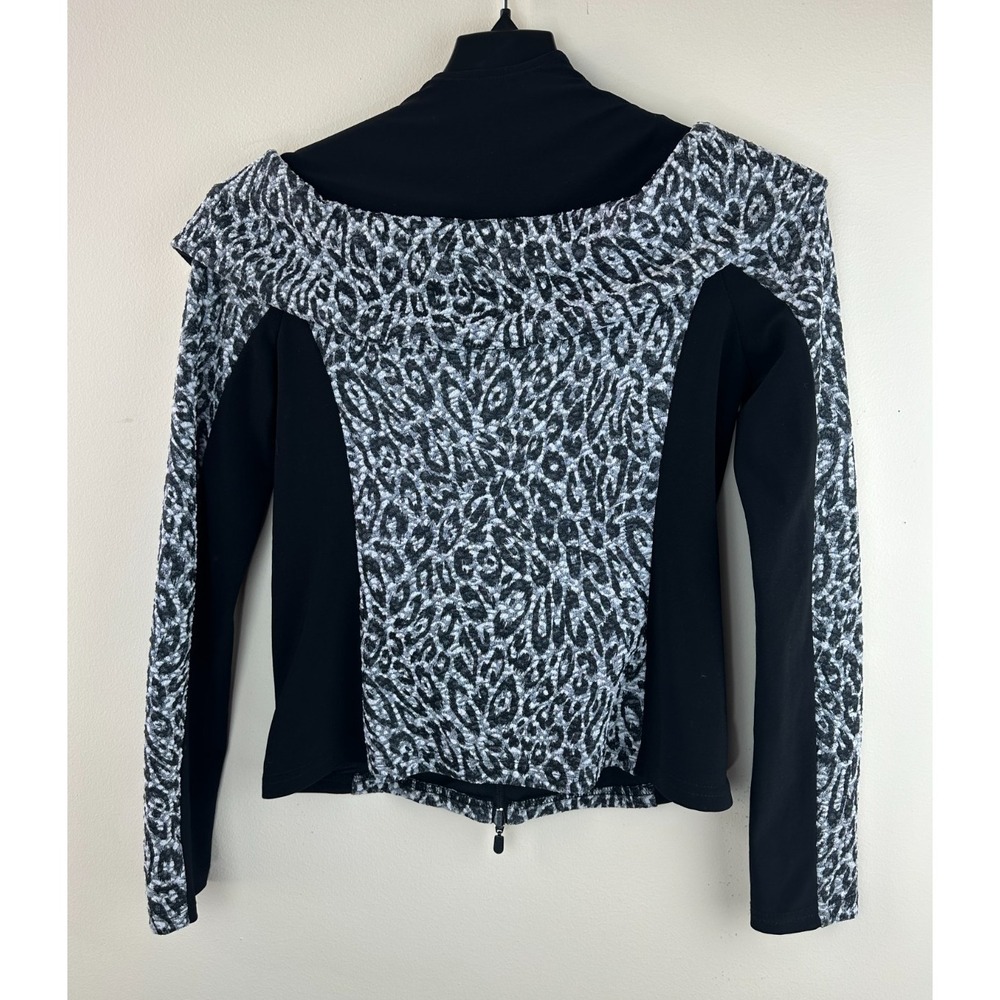 Joseph Ribkoff Women's Size 10 Leopard Print Zip Up Portrait Collar Jacket Grey - Picture 8 of 12